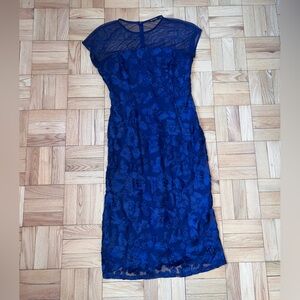 Navy Blue Floral Lace Dress